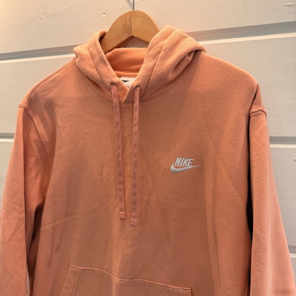 Nike Tops - Nike Sportswear Hoodie Sweater Women Size L Pink Hooded Swoosh Logo Activewear